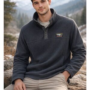 L.L. Bean Charcoal Fleece Pullover